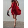 image:imageFloerns Womens Chiffon Halter Dress Layered Ruffle Sleeveless Backless Mini Loose DressesRed