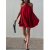 image:imageFloerns Womens Chiffon Halter Dress Layered Ruffle Sleeveless Backless Mini Loose DressesRed