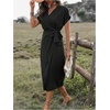 image:imageFloerns Womens Cocktail Date Night Elegant Wrap V Neck Midi Fall DressBlack
