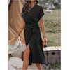 image:imageFloerns Womens Cocktail Date Night Elegant Wrap V Neck Midi Fall DressBlack