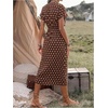 image:imageFloerns Womens Cocktail Date Night Elegant Wrap V Neck Midi Fall DressBrown Polka Dots