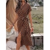 image:imageFloerns Womens Cocktail Date Night Elegant Wrap V Neck Midi Fall DressBrown Polka Dots