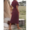 image:imageFloerns Womens Cocktail Date Night Elegant Wrap V Neck Midi Fall DressBurgundy