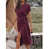 image:imageFloerns Womens Cocktail Date Night Elegant Wrap V Neck Midi Fall DressBurgundy Plum