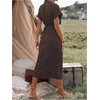 image:imageFloerns Womens Cocktail Date Night Elegant Wrap V Neck Midi Fall DressChocolate Brown