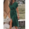image:imageFloerns Womens Cocktail Date Night Elegant Wrap V Neck Midi Fall DressDark Army Green