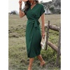 image:imageFloerns Womens Cocktail Date Night Elegant Wrap V Neck Midi Fall DressDark Army Green
