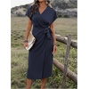 image:imageFloerns Womens Cocktail Date Night Elegant Wrap V Neck Midi Fall DressDark Blue