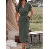 image:imageFloerns Womens Cocktail Date Night Elegant Wrap V Neck Midi Fall DressDark Green