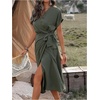 image:imageFloerns Womens Cocktail Date Night Elegant Wrap V Neck Midi Fall DressDark Green
