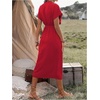 image:imageFloerns Womens Cocktail Date Night Elegant Wrap V Neck Midi Fall DressRed