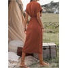 image:imageFloerns Womens Cocktail Date Night Elegant Wrap V Neck Midi Fall DressRust Brown