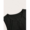 image:imageFloerns Womens Cut Out Sleeveless Punk Rock Solid Ripped Crop Tank TopBlack Plain