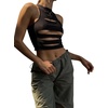 image:imageFloerns Womens Cut Out Sleeveless Punk Rock Solid Ripped Crop Tank TopBlack a