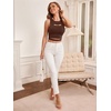 image:imageFloerns Womens Cut Out Sleeveless Punk Rock Solid Ripped Crop Tank TopBrown