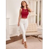 image:imageFloerns Womens Cut Out Sleeveless Punk Rock Solid Ripped Crop Tank TopBurgundy