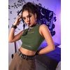 image:imageFloerns Womens Cut Out Sleeveless Punk Rock Solid Ripped Crop Tank TopGreen