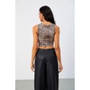 image:imageFloerns Womens Cut Out Sleeveless Punk Rock Solid Ripped Crop Tank TopLeopard