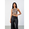 image:imageFloerns Womens Cut Out Sleeveless Punk Rock Solid Ripped Crop Tank TopLeopard