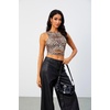 image:imageFloerns Womens Cut Out Sleeveless Punk Rock Solid Ripped Crop Tank TopLeopard