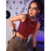 image:imageFloerns Womens Cut Out Sleeveless Punk Rock Solid Ripped Crop Tank TopRose Purple