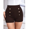 image:imageFloerns Womens Elegant High Waist Double Button Office Straight Leg ShortsBrown