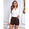 image:imageFloerns Womens Elegant High Waist Double Button Office Straight Leg ShortsBrown