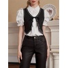 image:imageFloerns Womens Embroidery Cowgirl Vest Tie Front Waistcoat Vest JacketsBlack