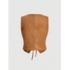 image:imageFloerns Womens Embroidery Cowgirl Vest Tie Front Waistcoat Vest JacketsBrown
