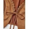 image:imageFloerns Womens Embroidery Cowgirl Vest Tie Front Waistcoat Vest JacketsBrown