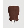 image:imageFloerns Womens Embroidery Cowgirl Vest Tie Front Waistcoat Vest JacketsCoffee Brown
