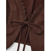image:imageFloerns Womens Embroidery Cowgirl Vest Tie Front Waistcoat Vest JacketsCoffee Brown