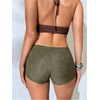 image:imageFloerns Womens Faux Suede Mini Shorts Low Rise Eyelet Rave Concert Outfits Micro ShortsArmy Green