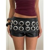 image:imageFloerns Womens Faux Suede Mini Shorts Low Rise Eyelet Rave Concert Outfits Micro ShortsBlack
