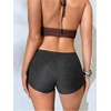 image:imageFloerns Womens Faux Suede Mini Shorts Low Rise Eyelet Rave Concert Outfits Micro ShortsBlack Solid