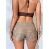 image:imageFloerns Womens Faux Suede Mini Shorts Low Rise Eyelet Rave Concert Outfits Micro ShortsKhaki