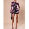 image:imageFloerns Womens Floral Elegant Dress Asymmetric One Shoulder Night Out Mini DressesPurple Multi