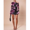 image:imageFloerns Womens Floral Elegant Dress Asymmetric One Shoulder Night Out Mini DressesPurple Multi
