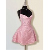 image:imageFloerns Womens Floral Jacquard Draped Mini Dress Sleeveless Lace Up Backless Tiered A Line DressesPink