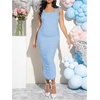image:imageFloerns Womens Floral Maternity Dress Bodycon Fishtail Long PregnancyLight Blue