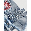 image:imageFloerns Womens Grunge Sleeveless Halter Backless Fringe Vest Denim TopsBlue Letter