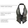 image:imageFloerns Womens Grunge Sleeveless Halter Backless Fringe Vest Denim TopsDusty Blue