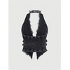 image:imageFloerns Womens Grunge Sleeveless Halter Backless Fringe Vest Denim TopsGrey
