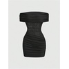 image:imageFloerns Womens Lace Patchwork Off The Shoulder Bodycon Mini DressBlack