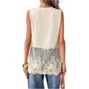 image:imageFloerns Womens Lace Tank Tops Patchwork Crewneck Sleeveless Tee TopsApricot