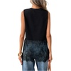 image:imageFloerns Womens Lace Tank Tops Patchwork Crewneck Sleeveless Tee TopsBlack