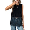 image:imageFloerns Womens Lace Tank Tops Patchwork Crewneck Sleeveless Tee TopsBlack