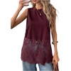 image:imageFloerns Womens Lace Tank Tops Patchwork Crewneck Sleeveless Tee TopsBurgundy