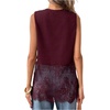image:imageFloerns Womens Lace Tank Tops Patchwork Crewneck Sleeveless Tee TopsBurgundy