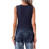 image:imageFloerns Womens Lace Tank Tops Patchwork Crewneck Sleeveless Tee TopsDark Blue